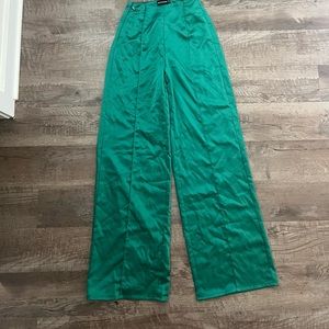Pretty Little Thing Satin Green Pants NWT